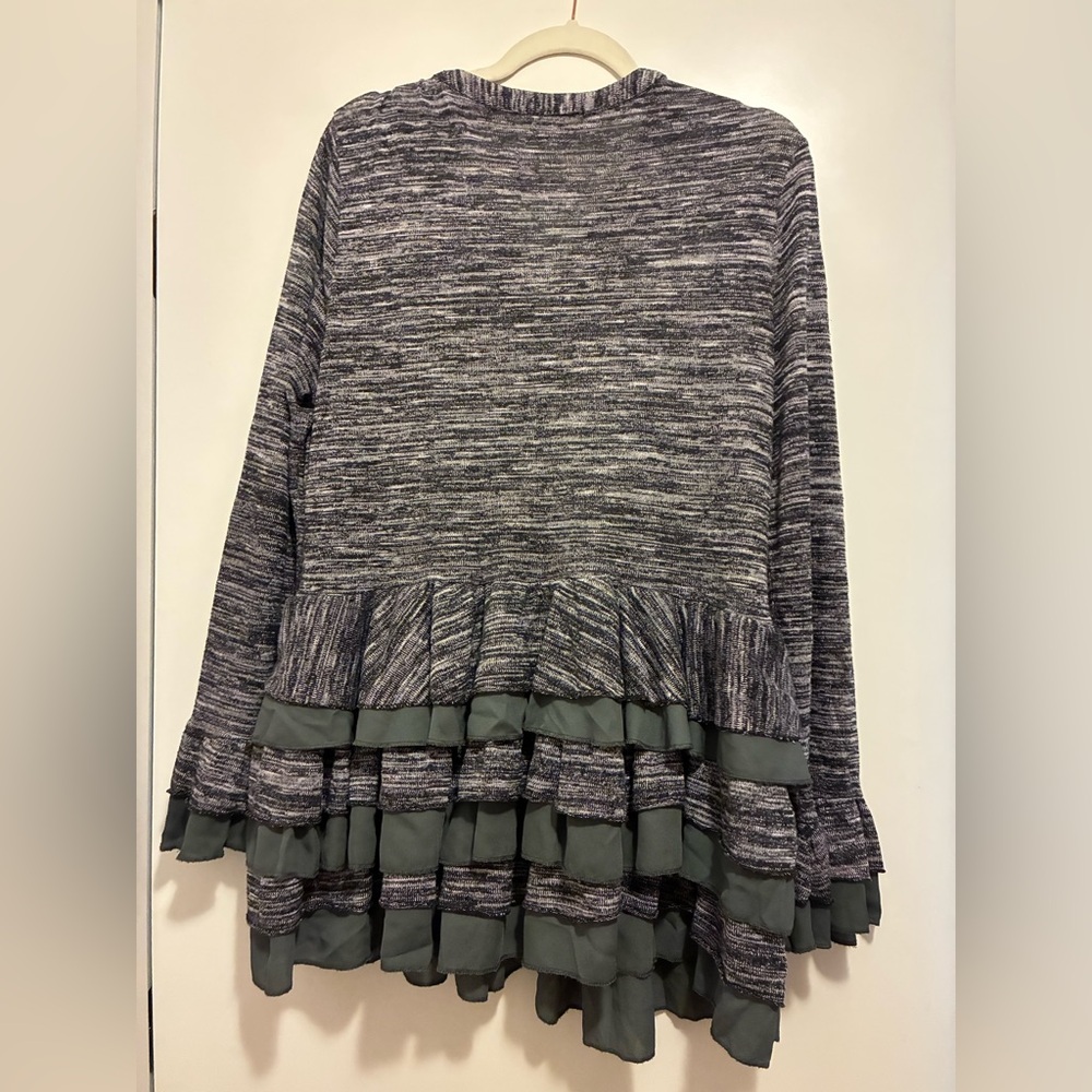 Reborn Gray Ruffled Women’s Cardigan - Picture 2 of 2